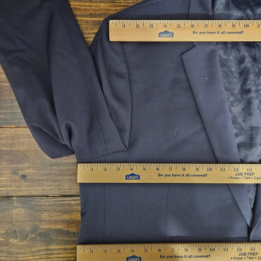 Saddlebred Men's Sport Coat Blazer Two Button Navy Blue Twill Poly Wool 54R